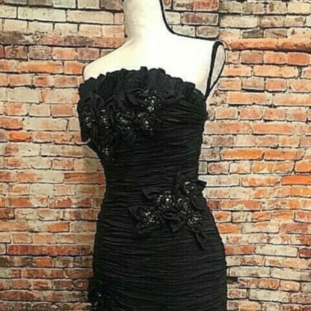 Atelier Alyce Navy Blue Beaded & Jeweled Dress